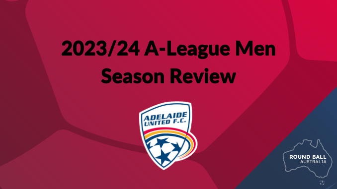 Adelaide United 23/24 Season Review. Photo: Adelaide United. Design: Round Ball Australia