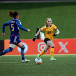 Sasha Grove in action against Japan at the AFC U20 Women's Asian Cup in Uzbekistan. Photo: Supplied by Football Australia.