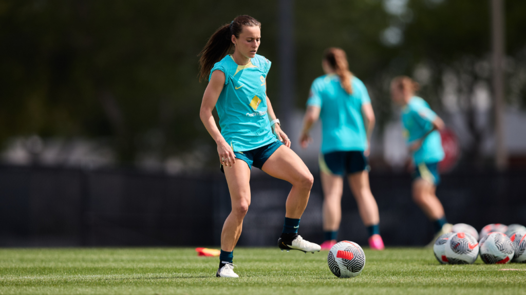 Hayley Raso during Matildas training. Photo: Football Australia