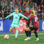 Canada in action during a friendly against the Matildas in December 2023. Photo: Hami Khangura/Football Australia