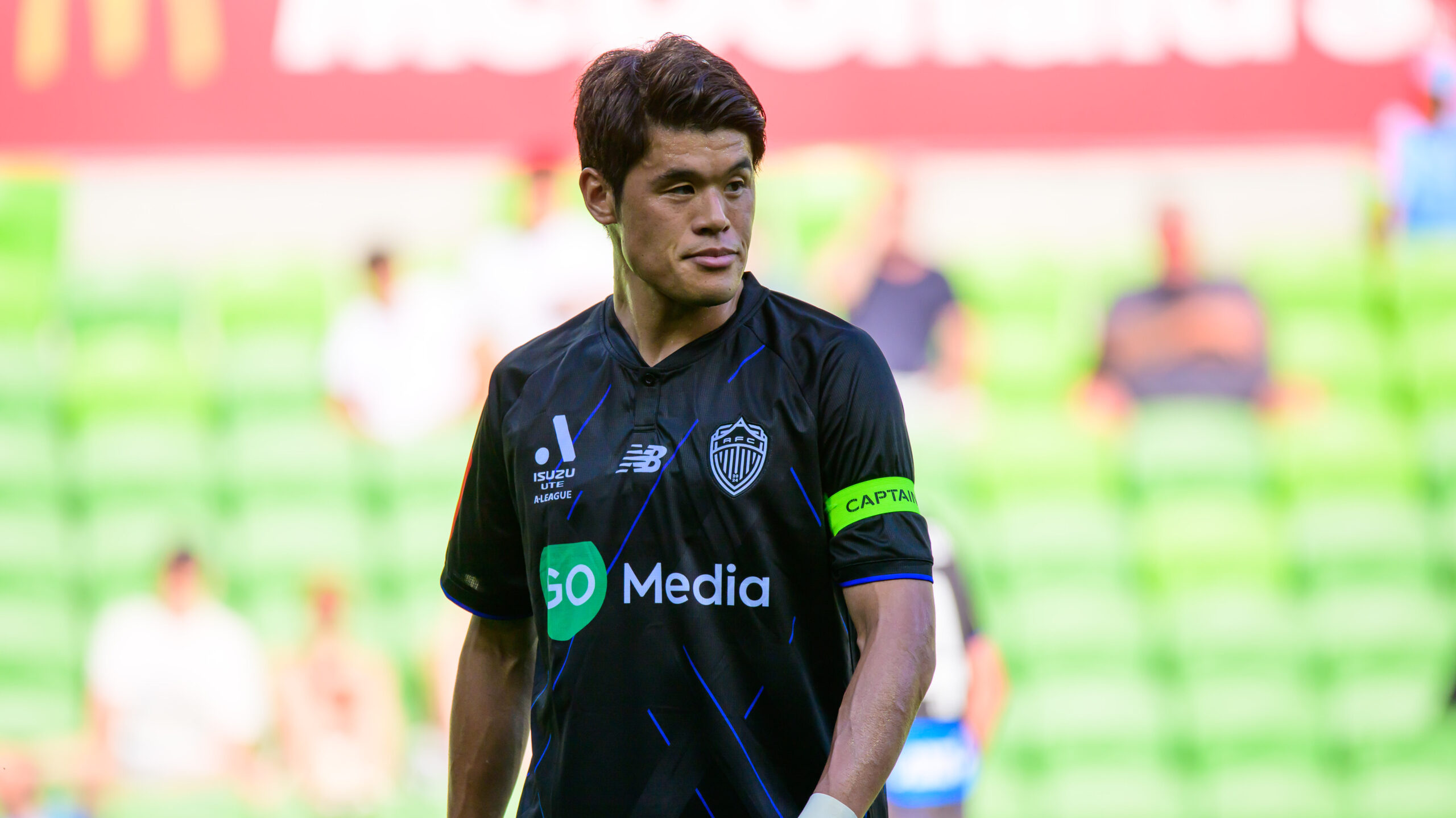 Auckland FC Captain Hiroki Sakai in action against Melbourne City earlier in the season. Photo: Marcus Robertson / Round Ball Australia.